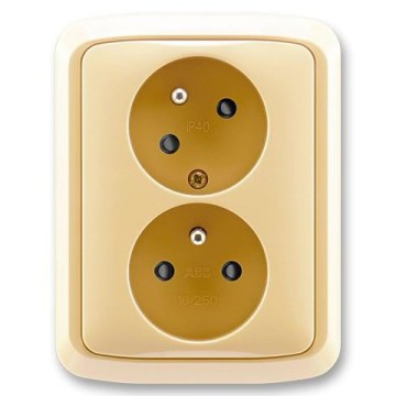 ABB 5513A-C02357 D - Dubbele wandcontactdoos met afdekraam TANGO 250V beige
