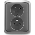 ABB 5513A-C02357 S2 - Dubbele wandcontactdoos voor woningen met afdekraam TANGO 250V donkergrijs