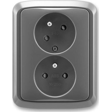 ABB 5513A-C02357 S2 - Dubbele wandcontactdoos voor woningen met afdekraam TANGO 250V donkergrijs
