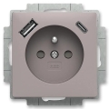 ABB 5569T-A32357 244 - Wandcontactdoos zonder afdekraam ZONI 250V 1xUSB A+C greige