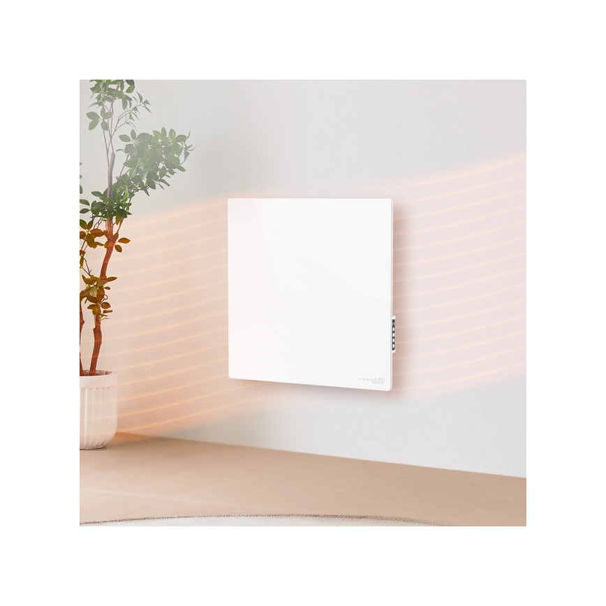 AENO - Slim elektrisch infraroodpaneel 500 W met timer en thermostaat, Wi‑Fi, wit
