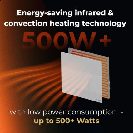 AENO - Slim elektrisch infraroodpaneel 500 W met timer en thermostaat, Wi‑Fi, wit