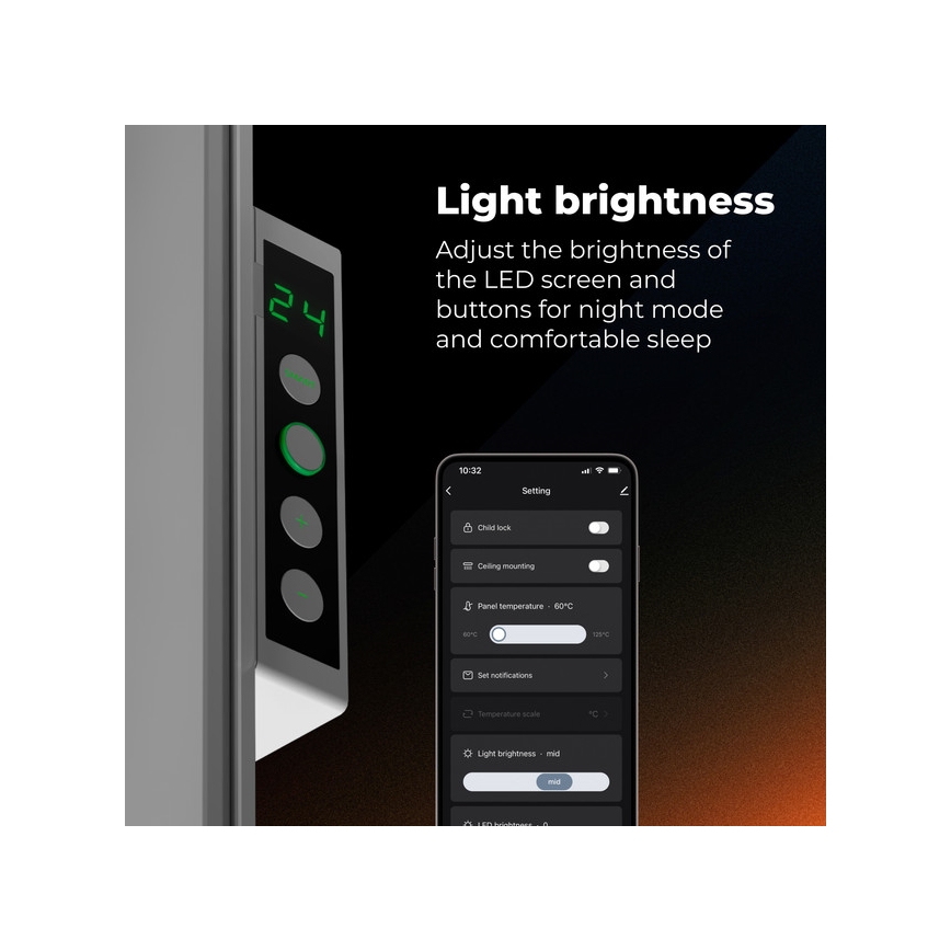 AENO - Slim elektrisch infraroodpaneel 500 W met timer en thermostaat, Wi‑Fi, wit