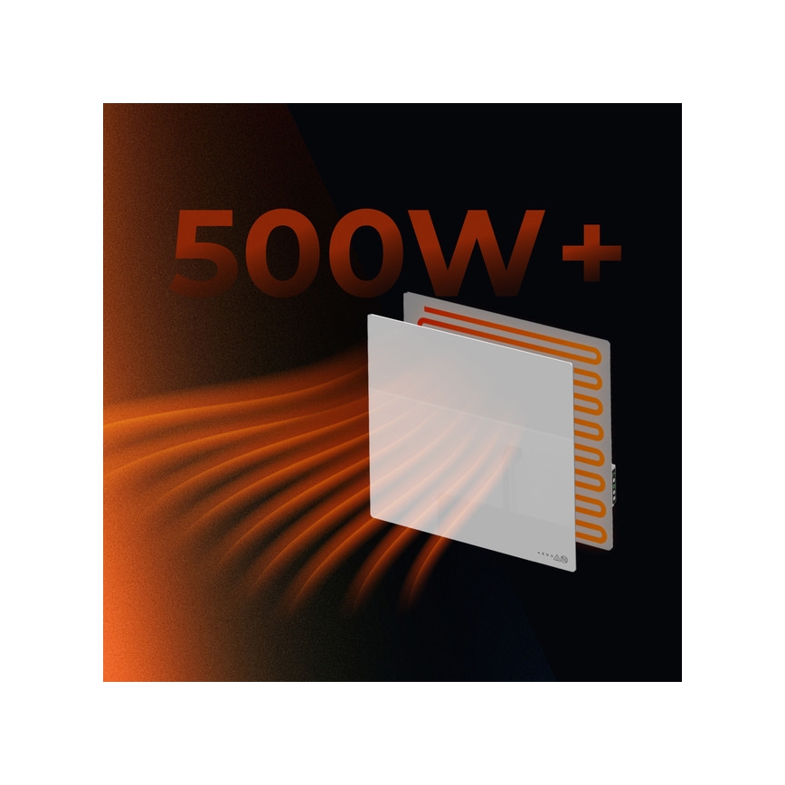 AENO - Slim elektrisch infraroodpaneel 500 W met timer en thermostaat, Wi‑Fi, wit