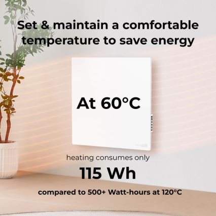 AENO - Slim elektrisch infraroodpaneel 500 W timer/thermostaat Wi‑Fi wit