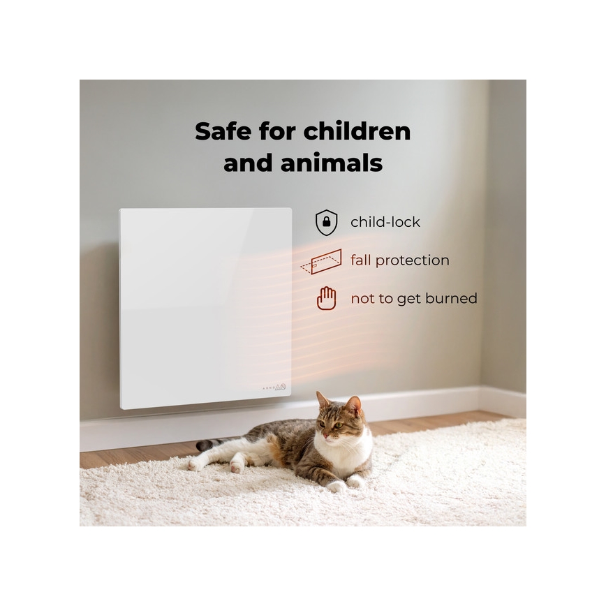 AENO - Slim elektrisch infraroodpaneel 500 W timer/thermostaat Wi‑Fi wit