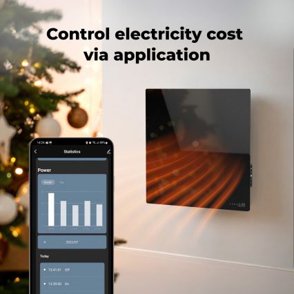 AENO - Slim elektrisch infraroodpaneel 500W timer/thermostaat Wi-Fi wit