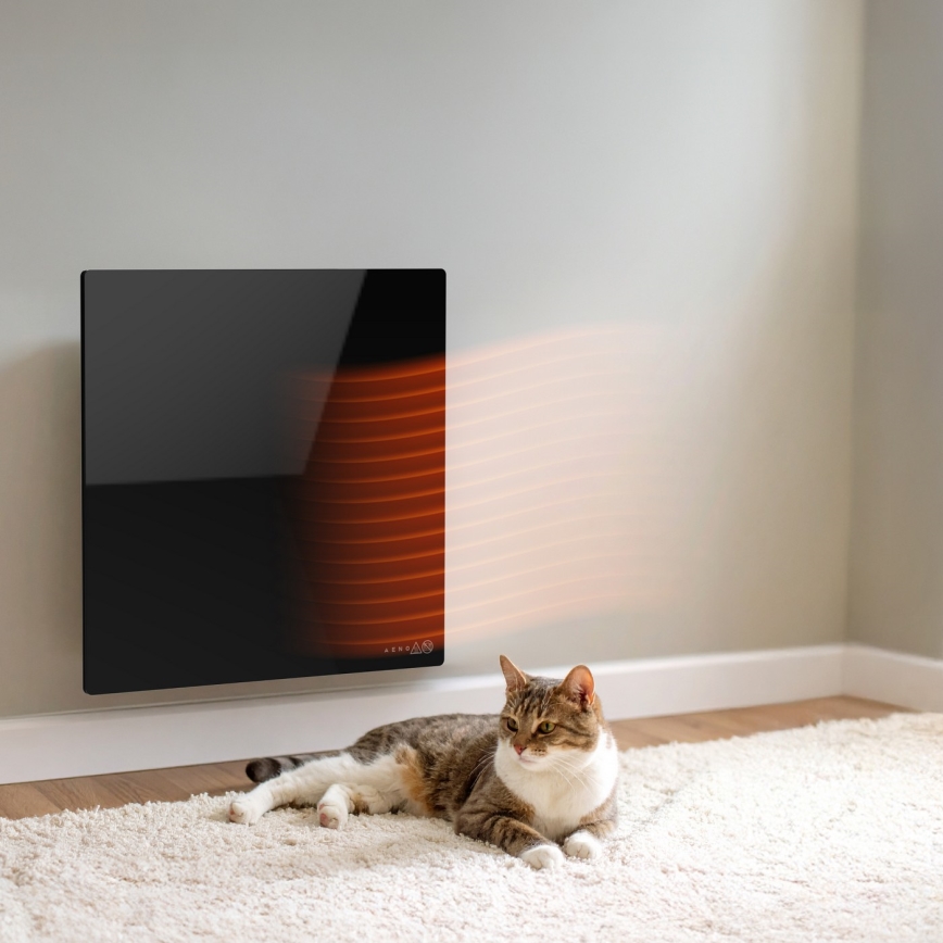 AENO - Slim elektrisch infraroodpaneel 500W timer/thermostaat Wi-Fi zwart