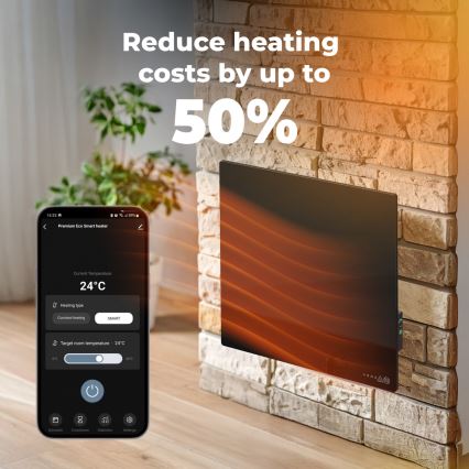 AENO - Slim elektrisch infraroodpaneel 500W timer/thermostaat Wi-Fi zwart