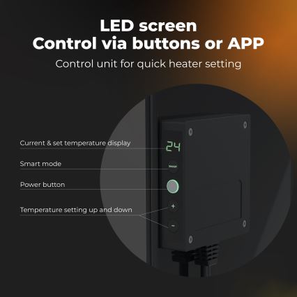 AENO - Slim elektrisch infraroodpaneel 500W timer/thermostaat Wi-Fi zwart