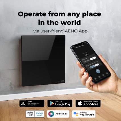 AENO - Slim elektrisch infraroodpaneel 500W timer/thermostaat Wi-Fi zwart
