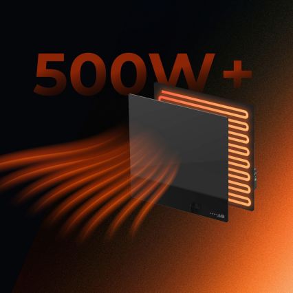 AENO - Slim elektrisch infraroodpaneel 500W timer/thermostaat Wi-Fi zwart