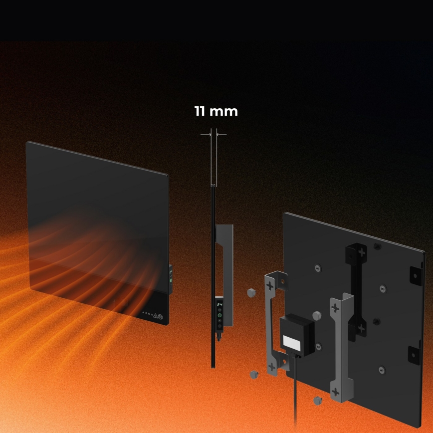 AENO - Slim elektrisch infraroodpaneel 500W timer/thermostaat Wi-Fi zwart
