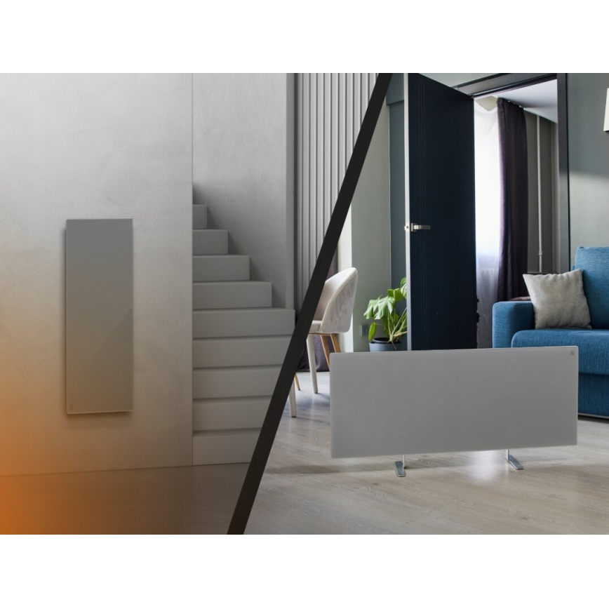 AENO - Slim elektrisch infraroodpaneel met LED scherm 700W timer/thermostaat IP44 Wi-fi grijs