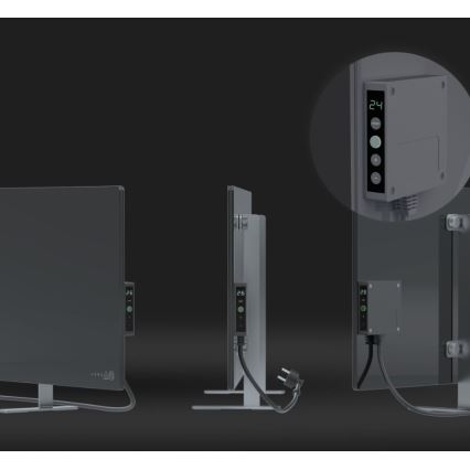 AENO - Slim elektrisch infraroodpaneel met LED scherm 700W timer/thermostaat IP44 Wi-fi grijs