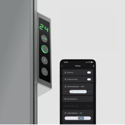 AENO - Slim elektrisch infraroodpaneel met LED scherm 700W timer/thermostaat IP44 Wi-fi grijs