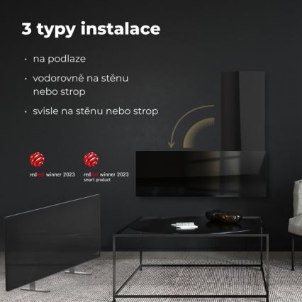 AENO - Slim elektrisch infraroodpaneel 700W timer/thermostaat IP44 Wi-fi zwart