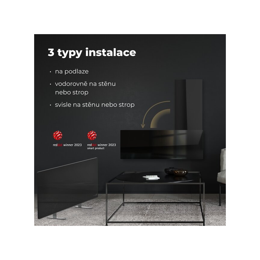 AENO - Slim elektrisch infraroodpaneel 700W timer/thermostaat IP44 Wi-fi zwart