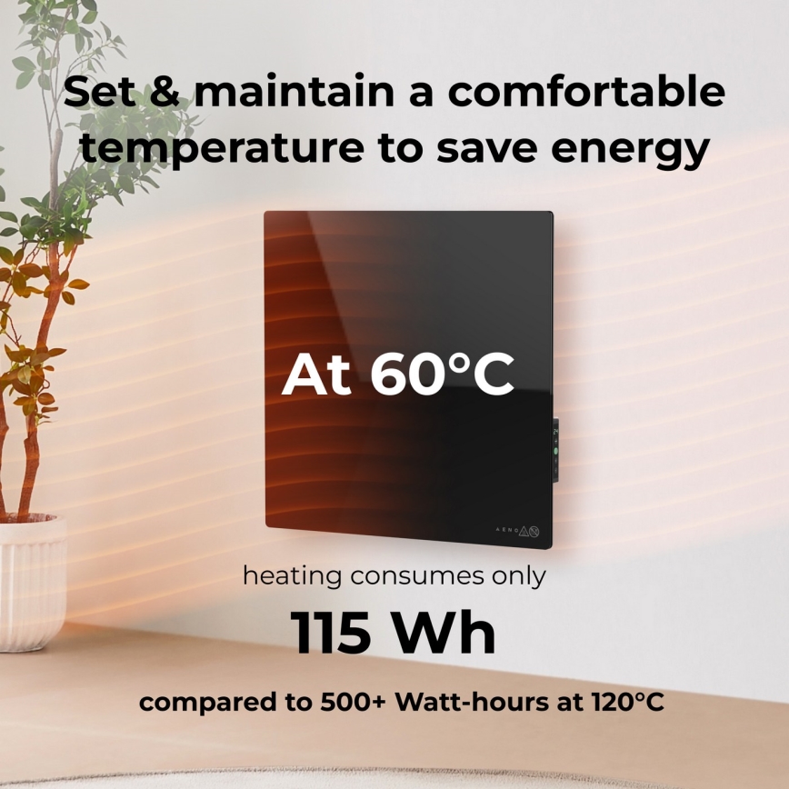 AENO - Slimme elektrische infraroodpaneel 500W timer/thermostaat Wi‑Fi wit