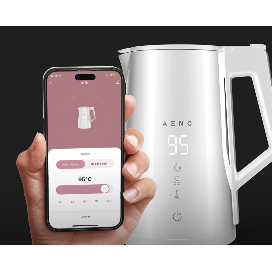 AENO - Slimme waterkoker met LED scherm 1,7 l 2200W/230V wit