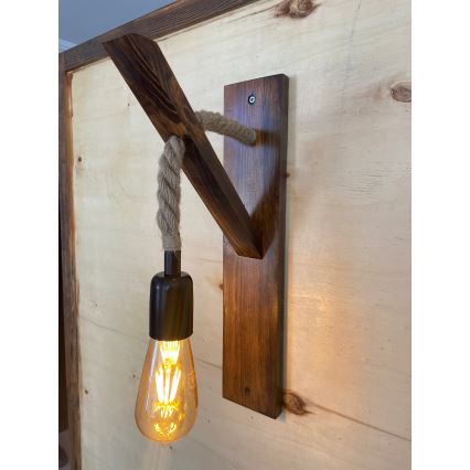 AHSAP Muur Lamp 1x E27/40W/230V, Pine/Walnut