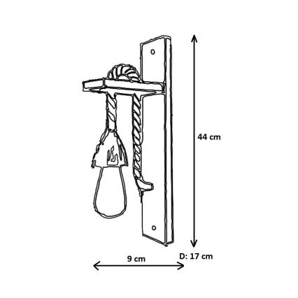 AHSAP Muur Lamp 1xE27/40W/230V Pine/Walnut