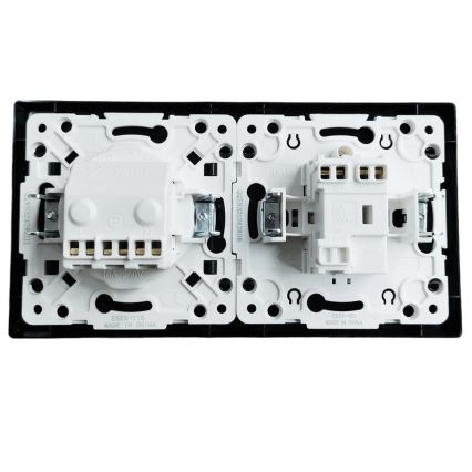 Aigostar - 1-polige schakelaar nr. 1 en SCHUKO-stopcontact 230 V met afdekraam, zwart
