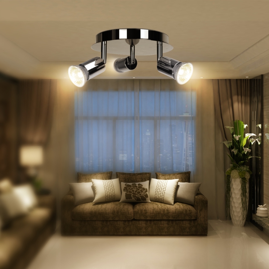 Aigostar - 3-lichts spotlamp 3xGU10/60W/230V glanzend chroom
