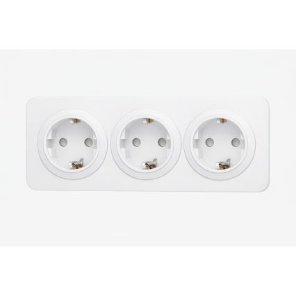 Aigostar - 3-voudige SCHUKO-wandcontactdoos met afdekraam 250V/16A wit