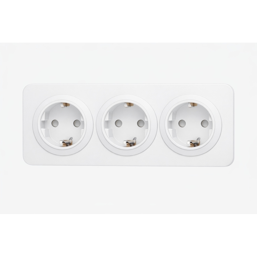 Aigostar - 3-voudige SCHUKO-wandcontactdoos met afdekraam 250V/16A wit