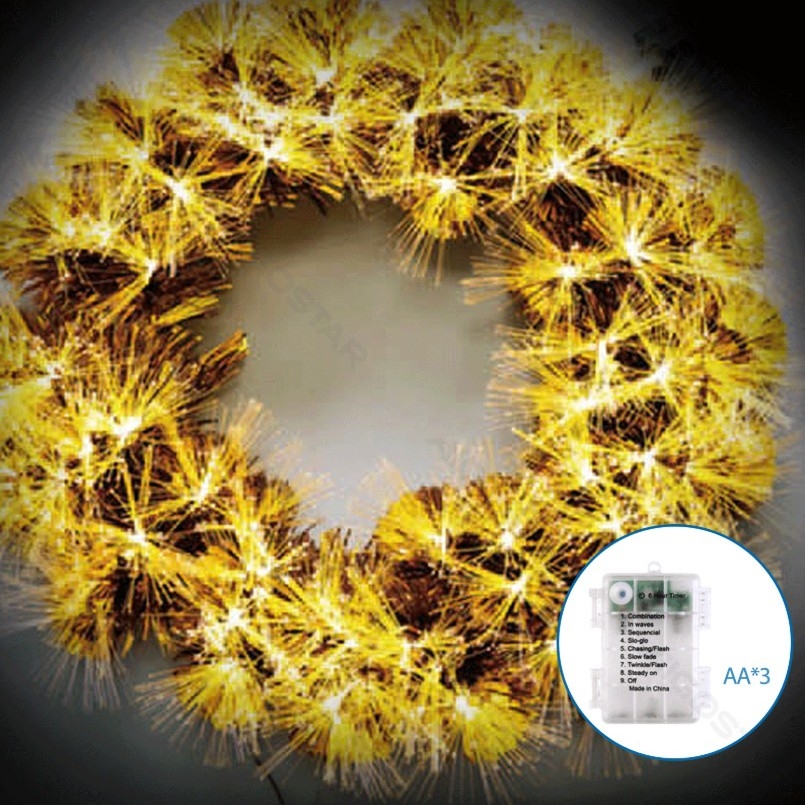 Aigostar - 3D LED buitenkerstkrans, 72xLED, 3xAA, Ø 50 cm, IP44, warm wit