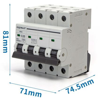 Aigostar - 4-polige installatieautomaat 4P-25A-C 400V
