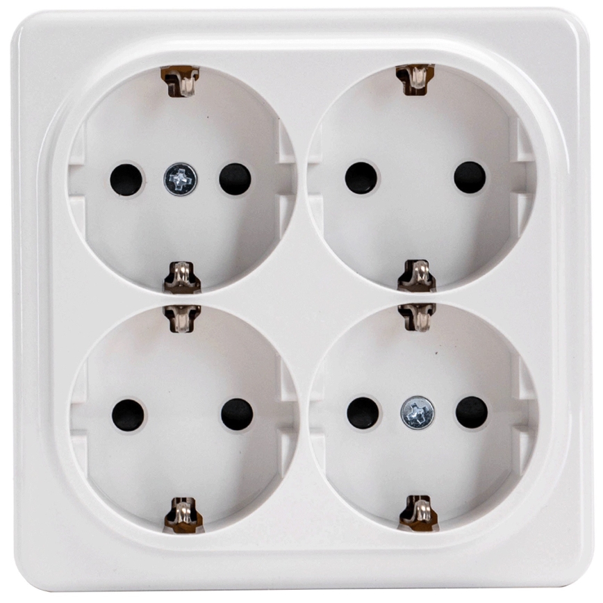 Aigostar - 4-voudige wandcontactdoos SCHUKO 250V wit