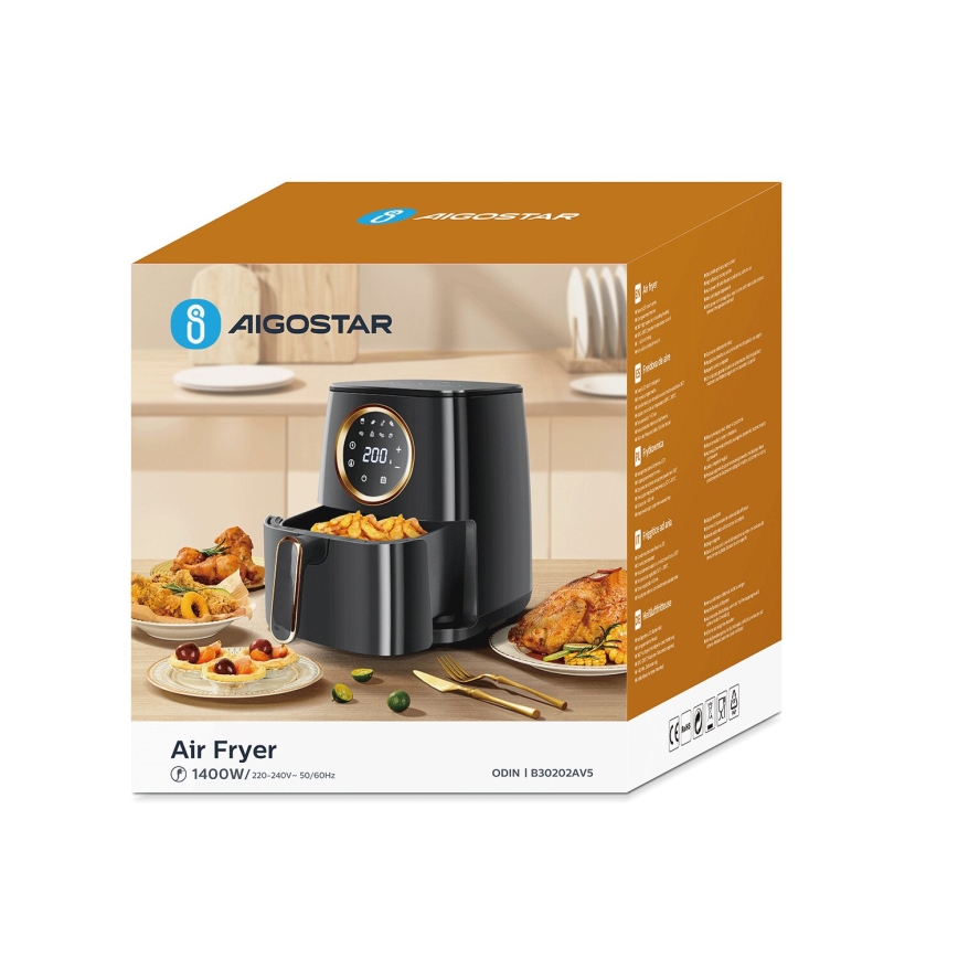 Aigostar - Air fryer 1400W/230V 4,2l zwart