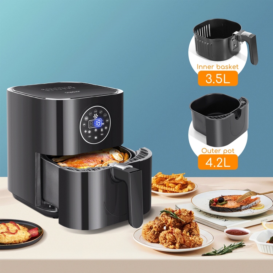Aigostar - Air fryer 1500W/230V 3,5l zwart