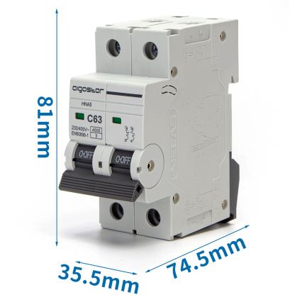 Aigostar - Automaat 2-fasig 2P-63A-C 230-400V