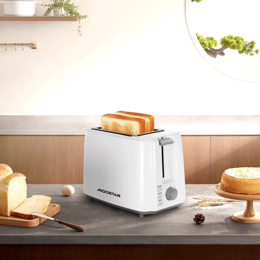 Aigostar - Broodrooster met twee gaten 750W/230V wit