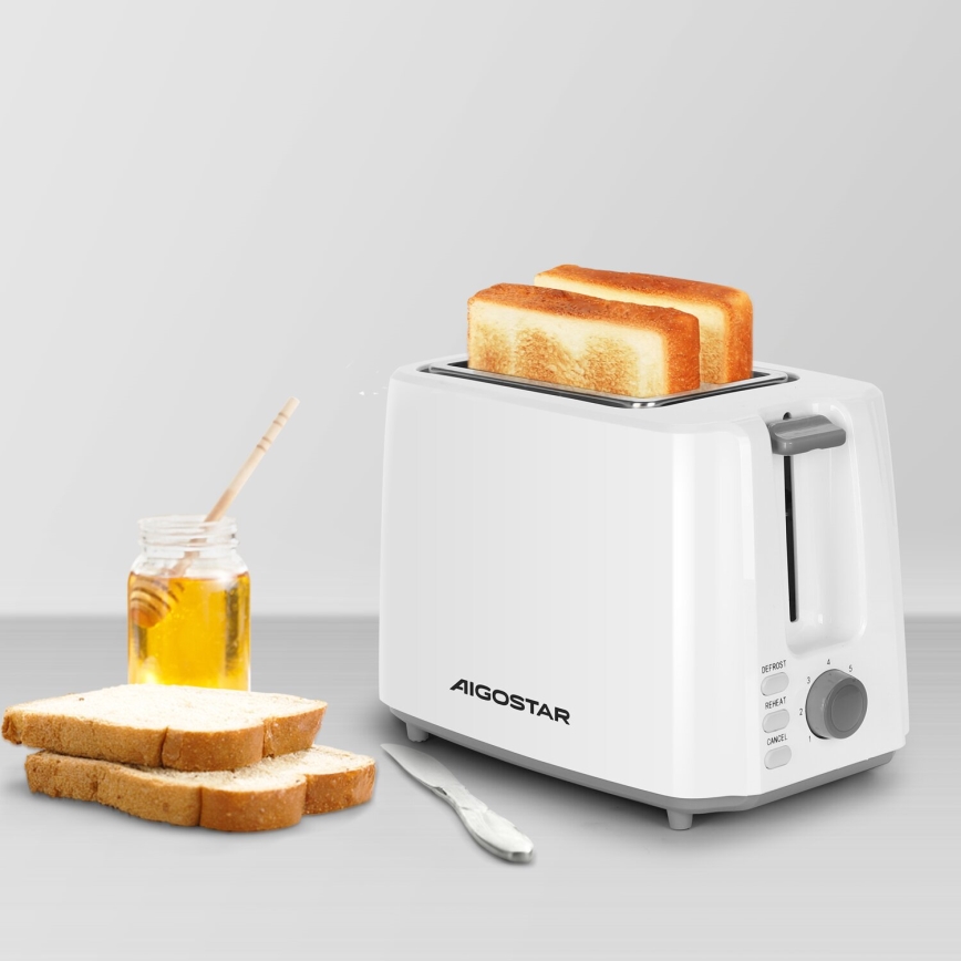 Aigostar - Broodrooster met twee gaten 750W/230V wit