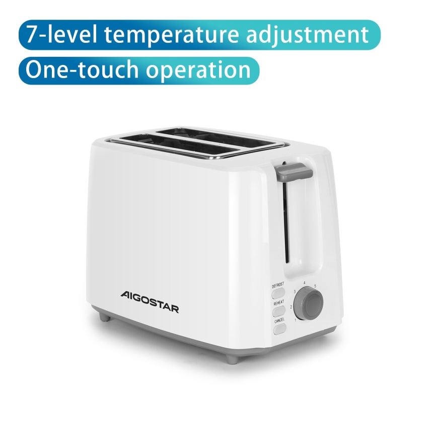 Aigostar - Broodrooster met twee gaten 750W/230V wit
