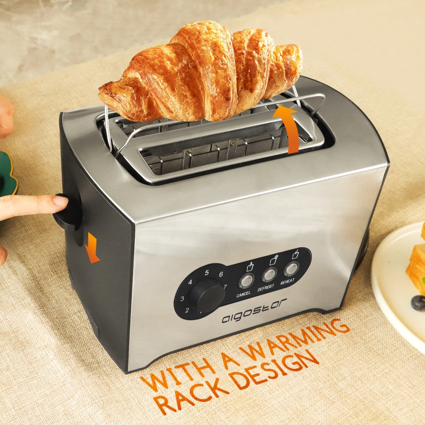 Aigostar - Broodrooster met twee gaten 900W/230V mat chroom