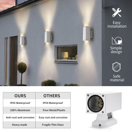 Aigostar - Buitenmuurlamp 2xGU10/230V IP65 wit vierkant