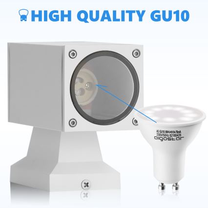 Aigostar - Buitenmuurlamp 2xGU10/230V IP65 wit vierkant