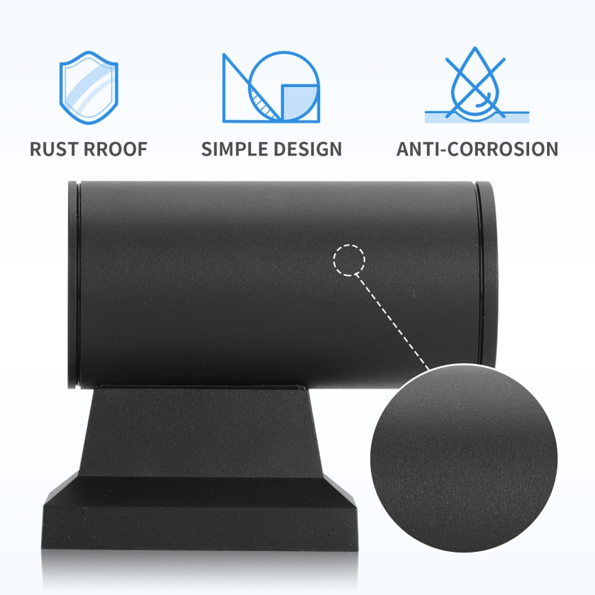 Aigostar - Buitenwandlamp 1xGU10/230V IP65 zwart rond