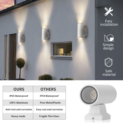 Aigostar - Buitenwandlamp 2xGU10/230V IP65 wit rond
