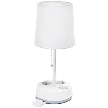 Aigostar - Bureau lamp met stopcontacten 1xE27/60W/230V wit