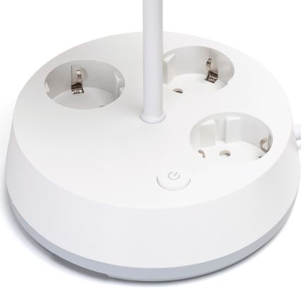 Aigostar - Bureau lamp met stopcontacten 1xE27/60W/230V wit