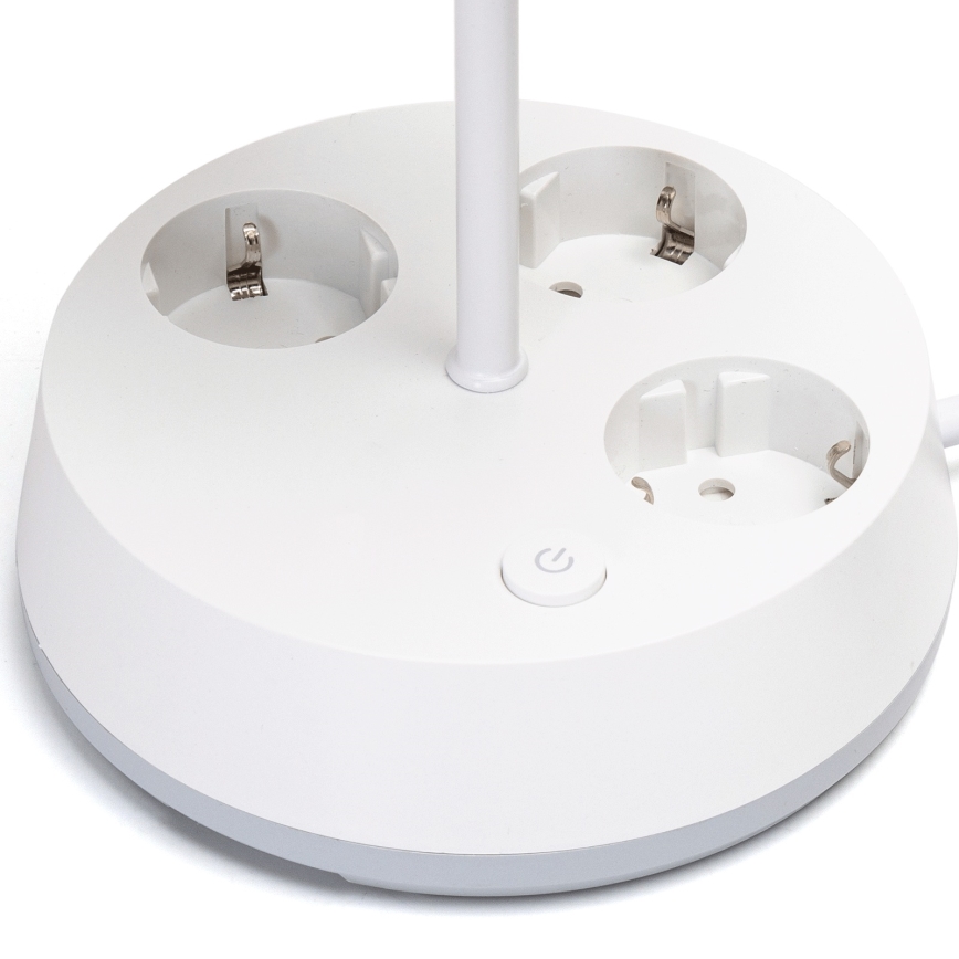 Aigostar - Bureau lamp met stopcontacten 1xE27/60W/230V wit