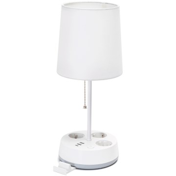 Aigostar bureau lamp met stopcontacten en USB-poorten 1xE27/60W/230V wit