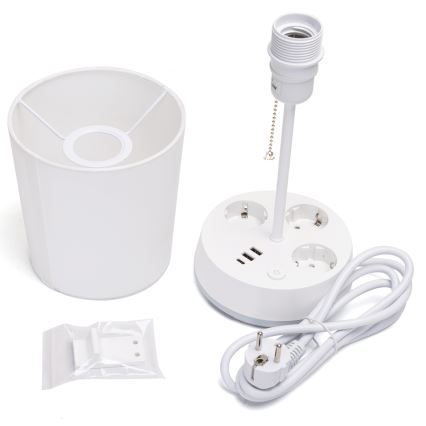 Aigostar bureau lamp met stopcontacten en USB-poorten 1xE27/60W/230V wit