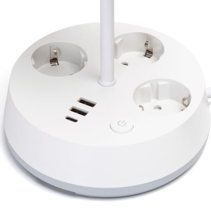 Aigostar bureau lamp met stopcontacten en USB-poorten 1xE27/60W/230V wit